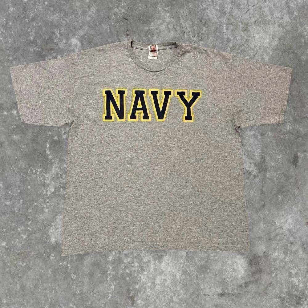Bayside US Navy Spellout Graphic Gray T-Shirt 2XL
